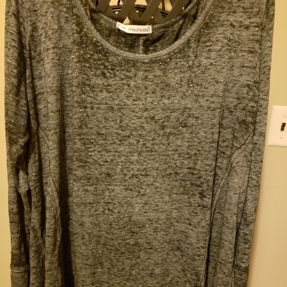 Maurices size 3 black burn out long sleeve tee